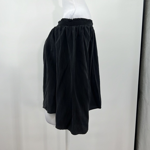 Jay Godfrey Blouse Womens‎ 0 Black Silk Smock Off The Shoulder Bell Flare Sleeve - Picture 2 of 11